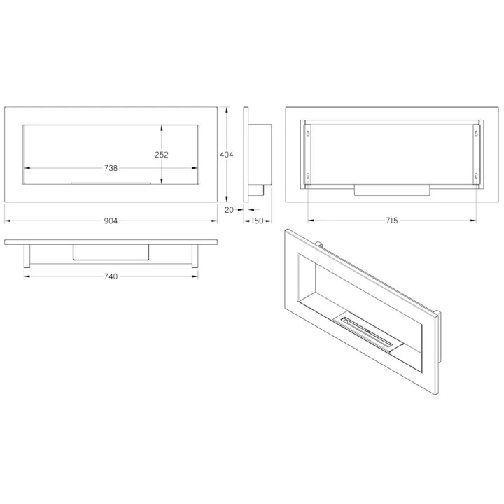 Biopeis 90x40 - Innebygd - Peisfokus